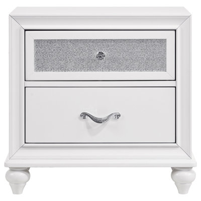 Barzini 2-Drawer Nightstand White (Only Nightstand)