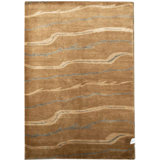 Himalayan Hand Knotted Wool Striped Area Rug in Beige