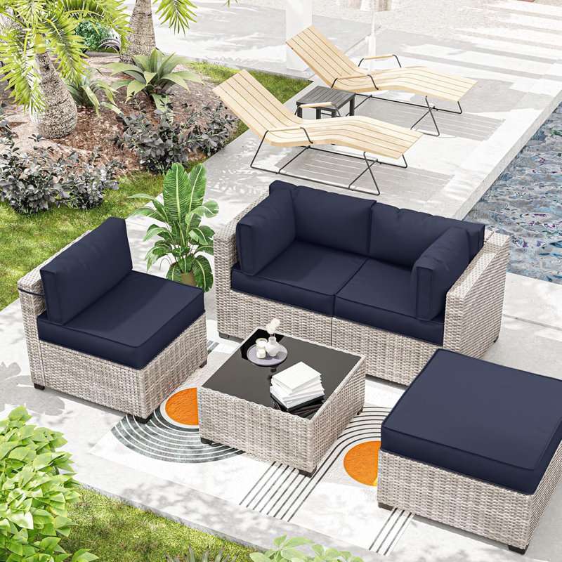 9 Pcs Outdoor Patio Cushions Covers With 4 Size，Covers Only, Navy Blue