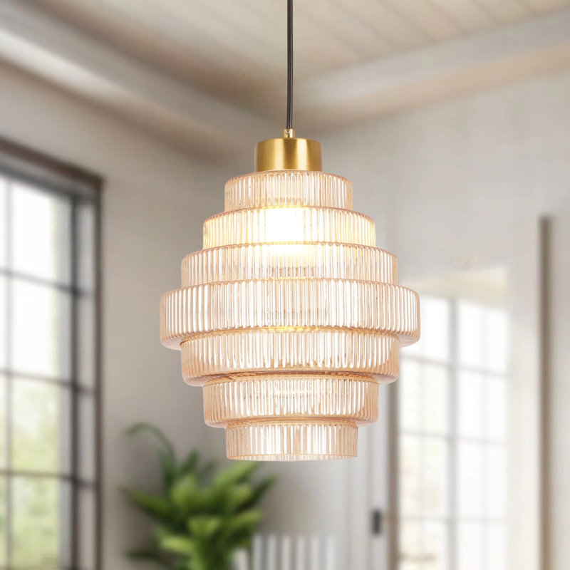 Luminaire suspendu à cordon réglable en verre 9,06 pouces (ampoule chaude E26 incluse)