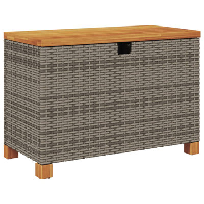 352.7 Gallons Acacia Steel/Solid Wood/Wicker Deck Box in Brown/Gray by VidaXL