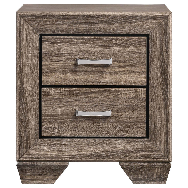 Tomasina 2-Drawer Rectangular Nightstand, Taupe