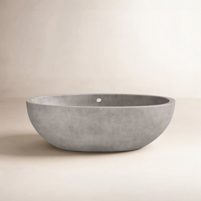 Avalon NativeStone Concrete Freestanding Oval Soaking Bathtub