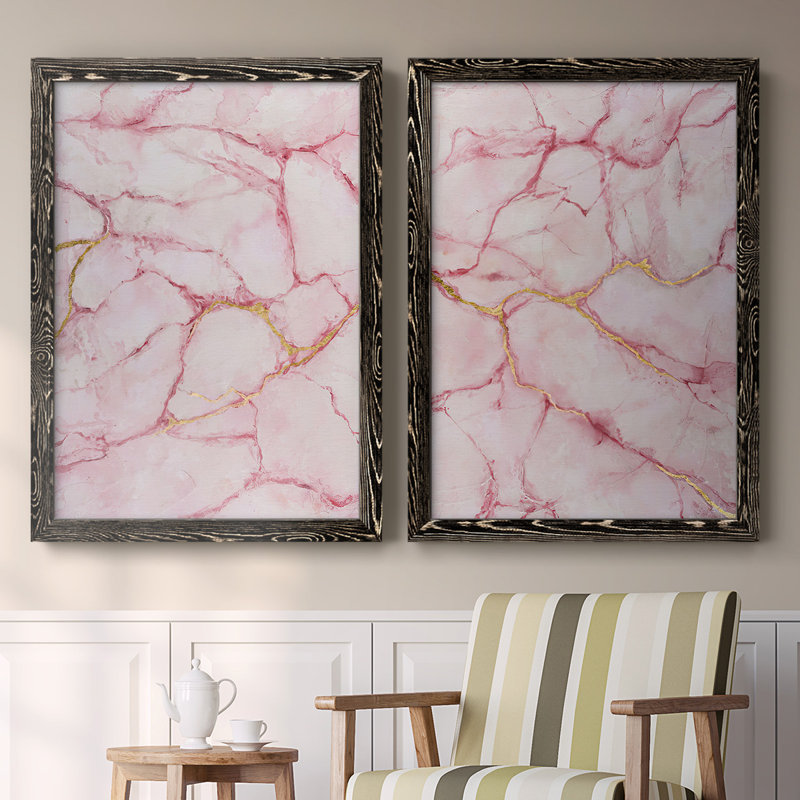 «Rose Marble I», reproduction de photo sur toile 2 pièces, H 31,5 po x l 88 po x P 1,5 po, Noir