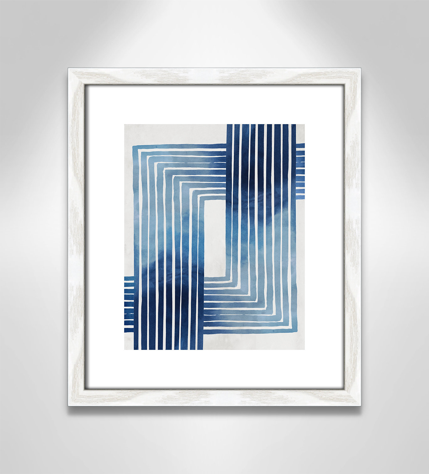 Lanny "In Unison" Painting by Eva Watts, 15" H x 13" W x 0.75" D, White Wood Framed Paper