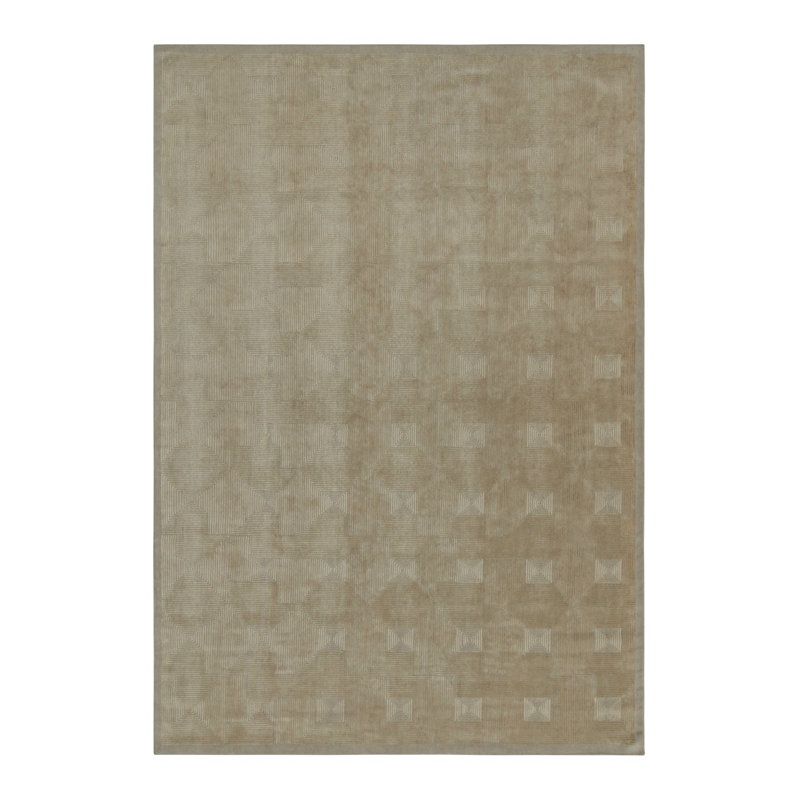Rug & Kilim’S Austrian Style Art Deco Rug In Taupe And Beige Geometric Pattern, Rectangle 10' x 14'