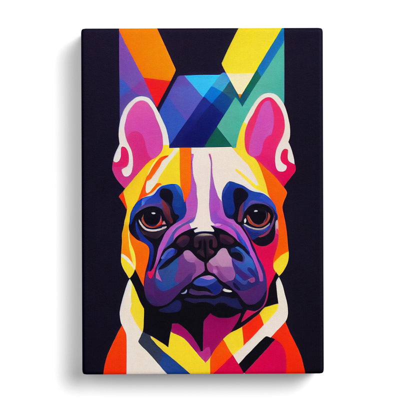French Bulldog Modern - Wall Art, 50cm H x 35cm W x 3cm D, Wrapped Canvas, No Matte