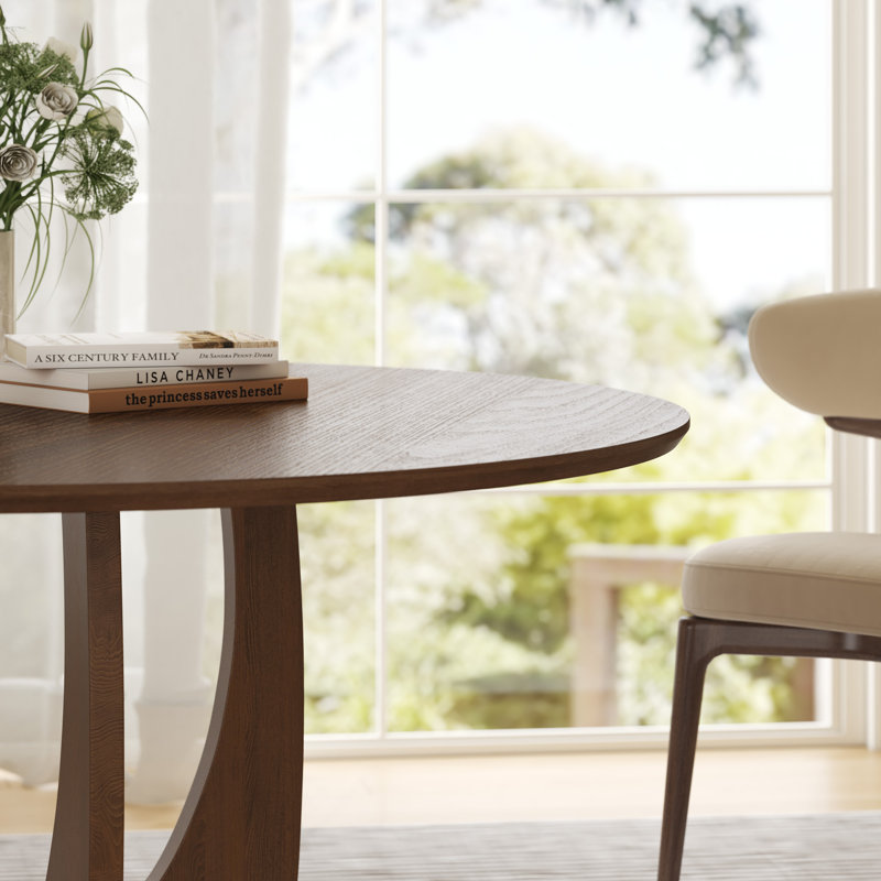 60" Solid Wood Round Dining Table, Walnut