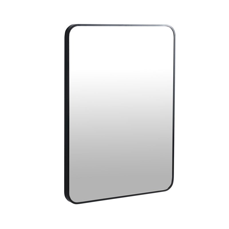 Miroir de salle de bain à cadre noir 24 po x 32 po - verre fin 4 mm et panneau pour différents espaces Superior