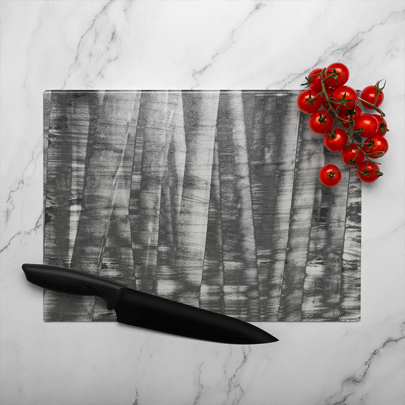 White Bamboo Glass Chopping Board, 28cm L x 20cm W