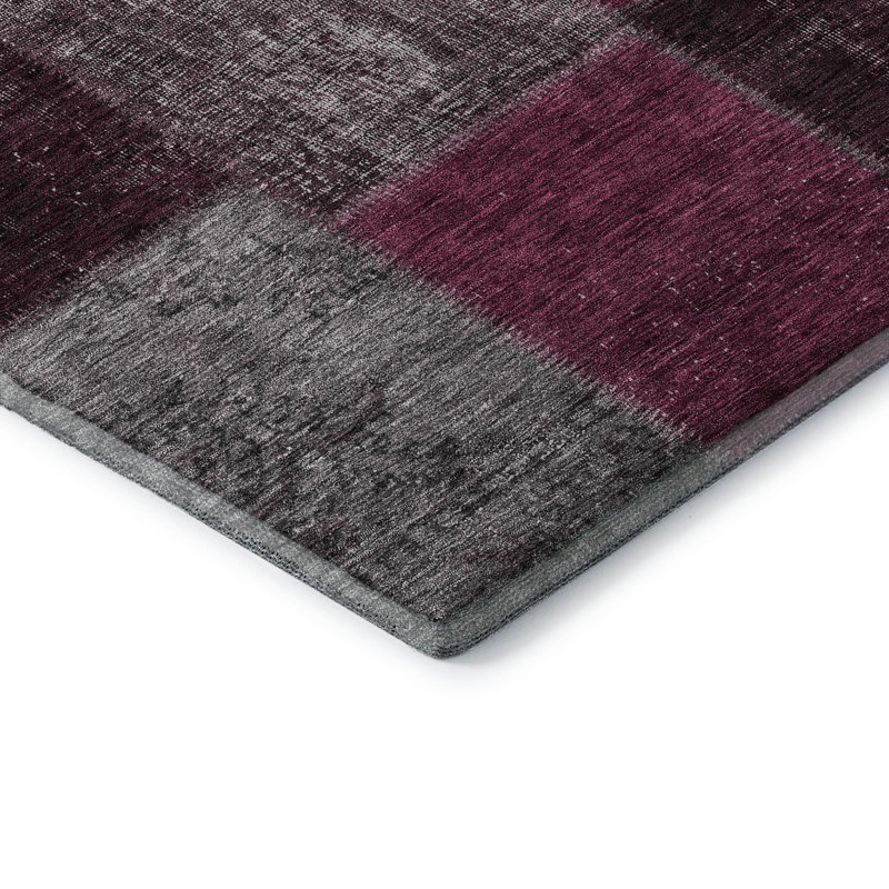 Premium Machine Washable Prisco Merlot Rug, Rectangle 1'8" x 2'6"