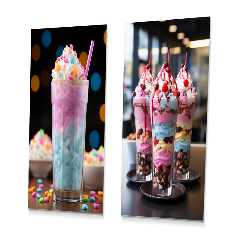 Rose, gros plan, Milkshake Indulgence I - ensemble de 2 impressions sur aliments et boissons, H 28 po x l 24 po