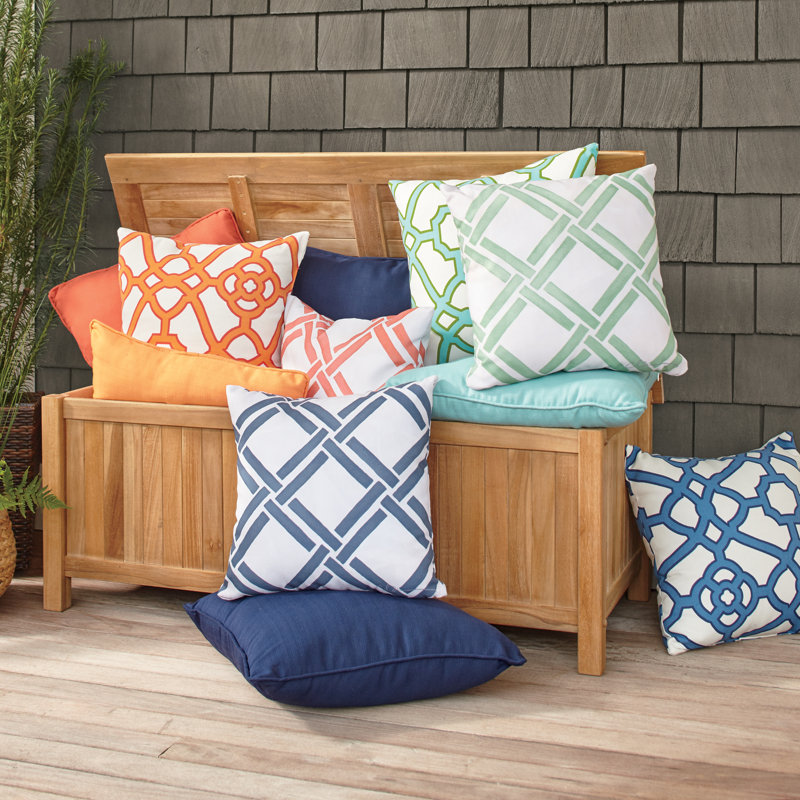 Geometric Reversible Throw Pillow, Navy, 18" x 18" 