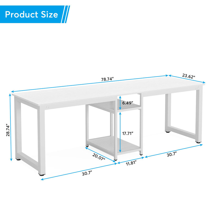 Metal Base Computer Desk, White, White