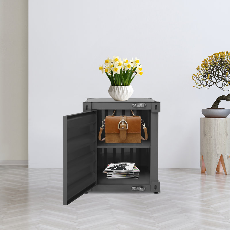 Industrial Style Iron Side Table, Black