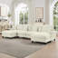 Canapé modulaire classique à 4 places modulaire en U avec accoudoirs évasés et volants amovibles, jupes plissées et pieds fuselés, canapé en nuage à assise profonde en chenille avec repose-pieds mobiles-118377428