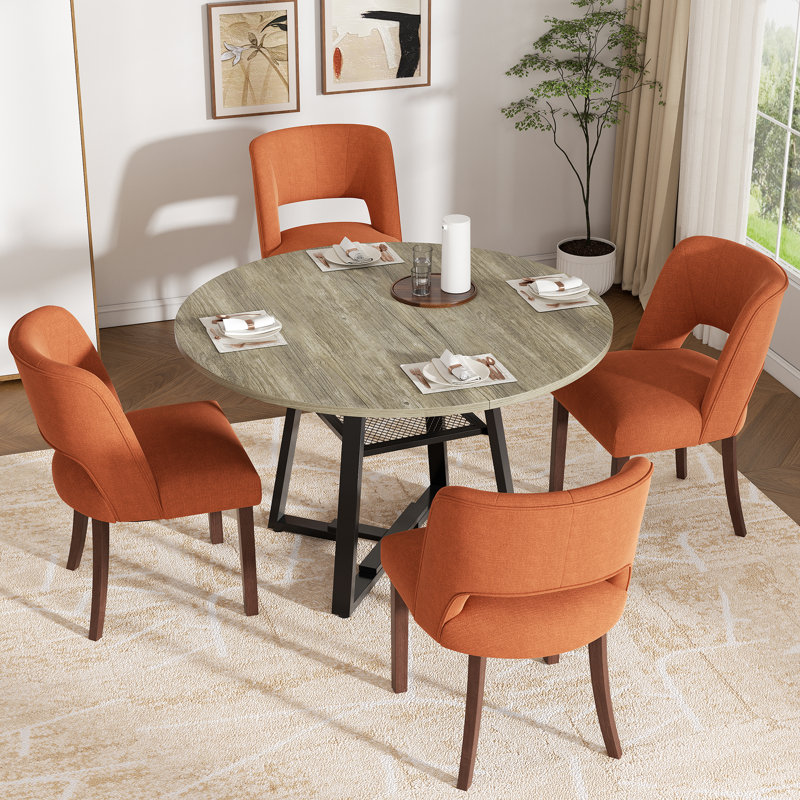 Chaise d'appoint rembourrée en bois massif, Orange