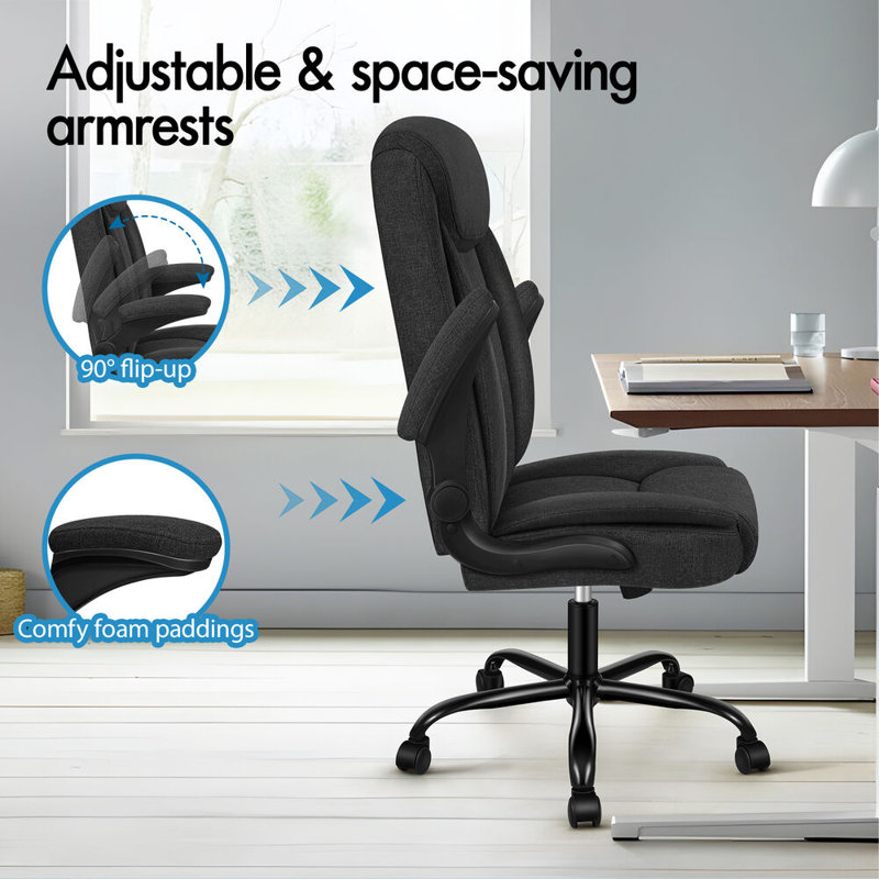 Inbox Zero Adjustable Swiveling PC & Racing Game Chair, Black