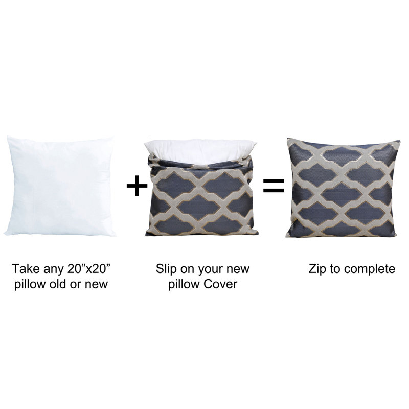 Geometric Square Cushion Cover, Charcoal