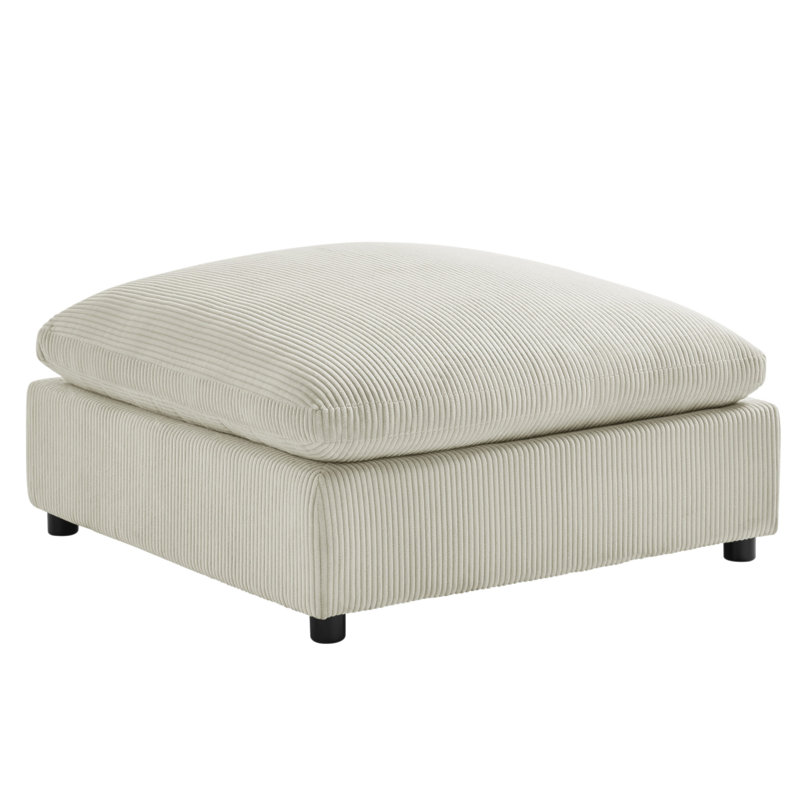 Repose-pieds en velours côtelé beige Chelsea, Beige