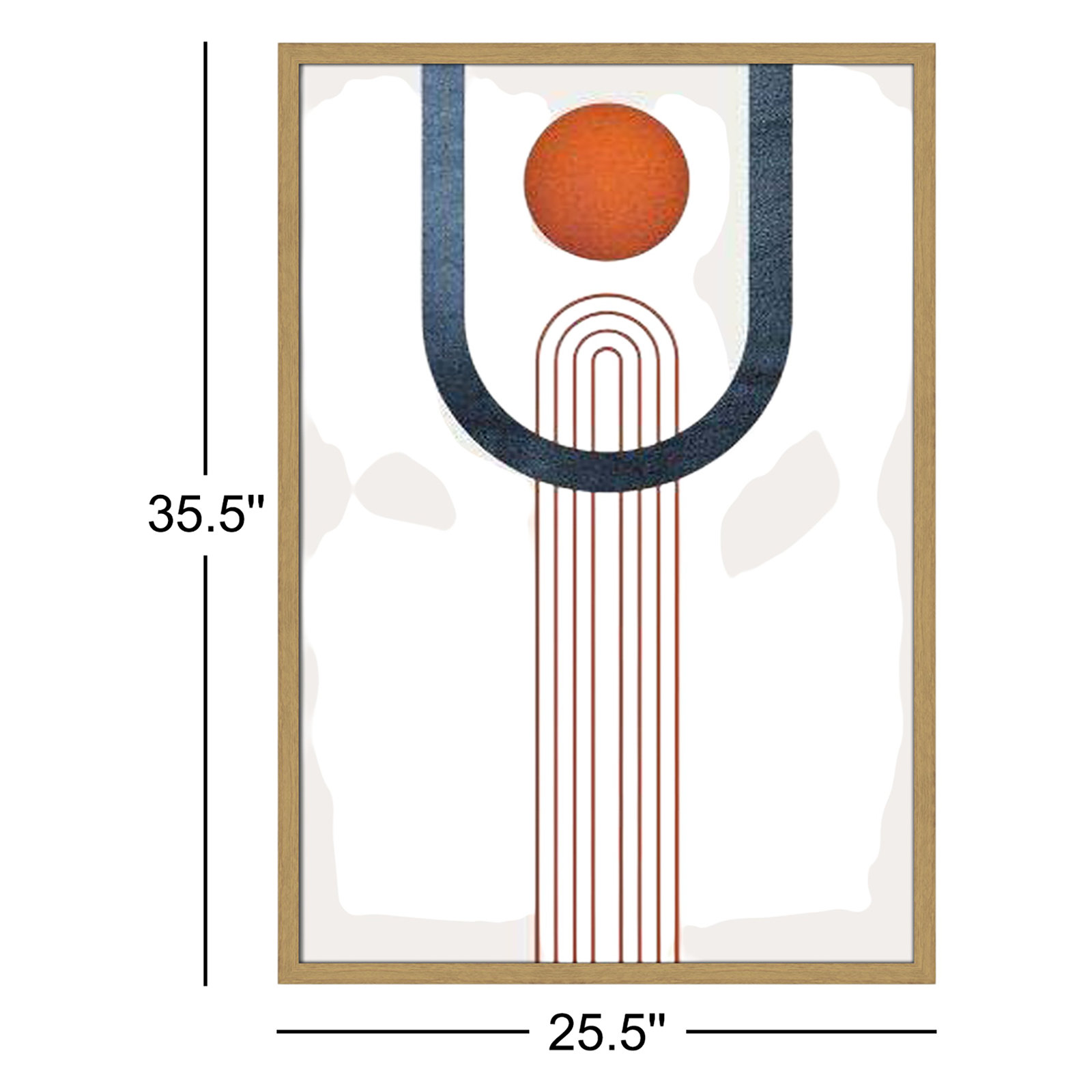 Minimalist Mid Century Orange Navy Minimalist Mid Century III Print, 35.5" H x 25.5" W x 0.75" D, Brown