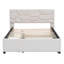 Lit plateforme double tapissier pleine grandeur avec tête de lit à motif brique et lit gigogne simple, tissu en lin-1875797643