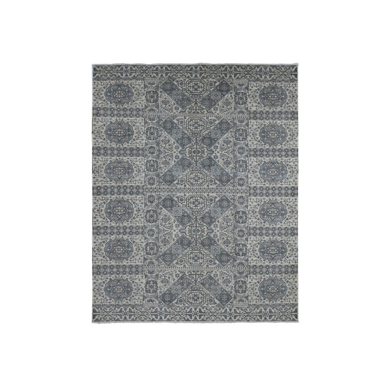 Tapis gris en laine nouée à la main 8 pi 2 po x 10 pi 5 po 24D3430056974547B30FF79EF24E749B