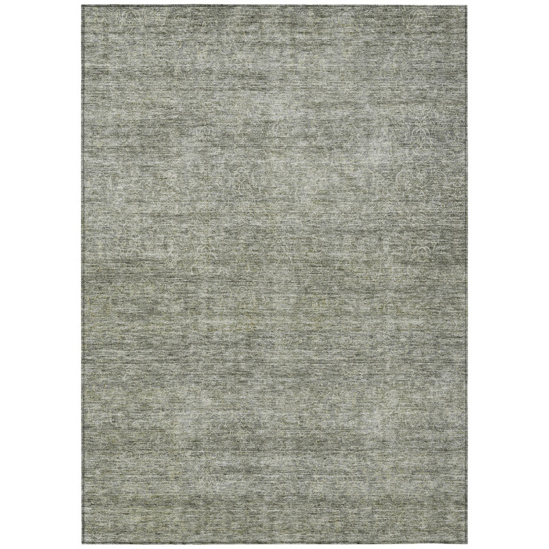 Tapis intérieur lavable abstrait 9 pi x 12 pi sauge et ivoire