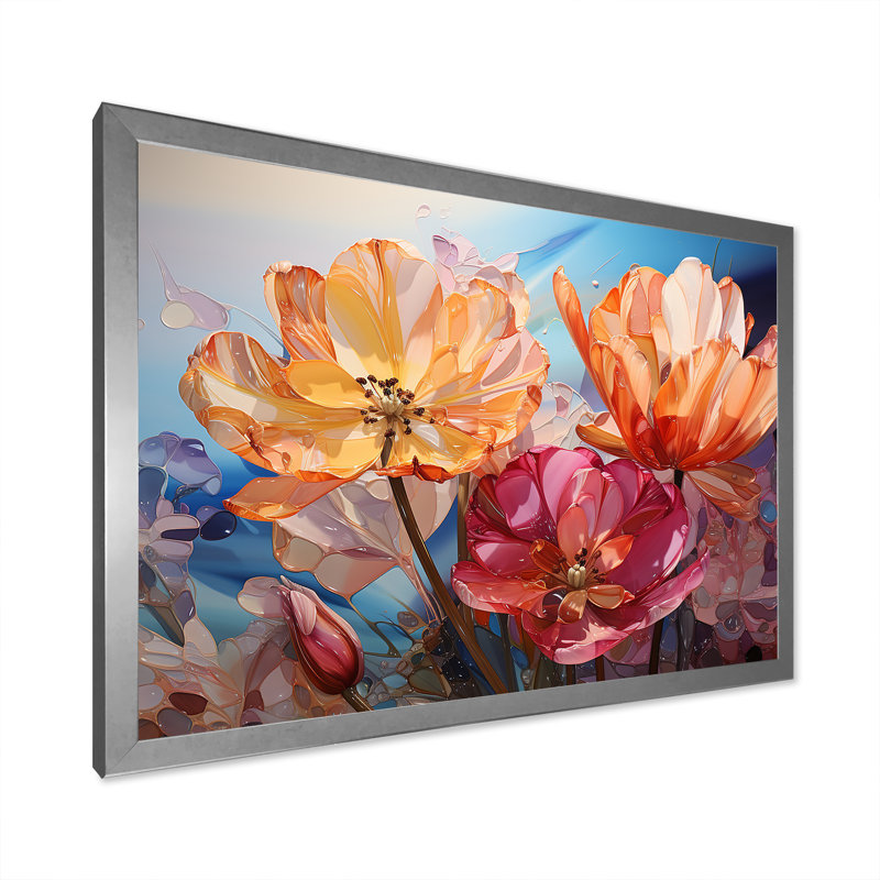 «Glass Tulips», impression sur toile, H 24 po x l 32 po x P 1 po, Cadre simple argenté