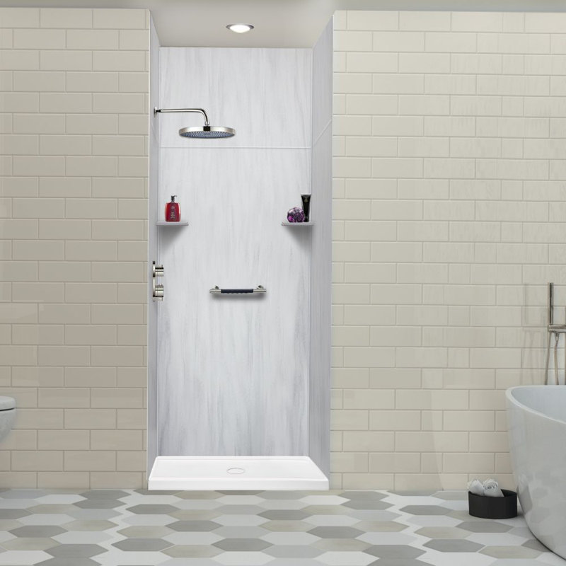 Transolid Lusso 36-in x 36-in x 72/24-in Glue To Wall 6-Piece Transition Shower Wall Kit, Bellanca, 96" H x 36" W x 36" D