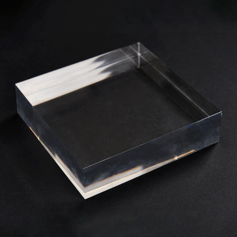 Lily''s Living 4"W Square Transparent Glass Crystal Base, Home Accent Art Dcor