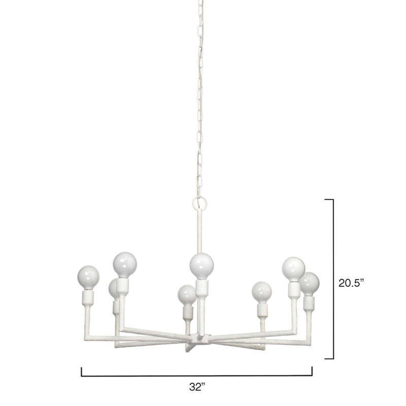 Jamie Young Park 8-Light White Gesso Modern Chandelier