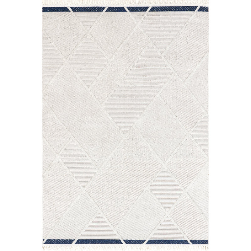 Emilie Casual Geometric Tasseled Area Rug, Rectangle 4' x 6'