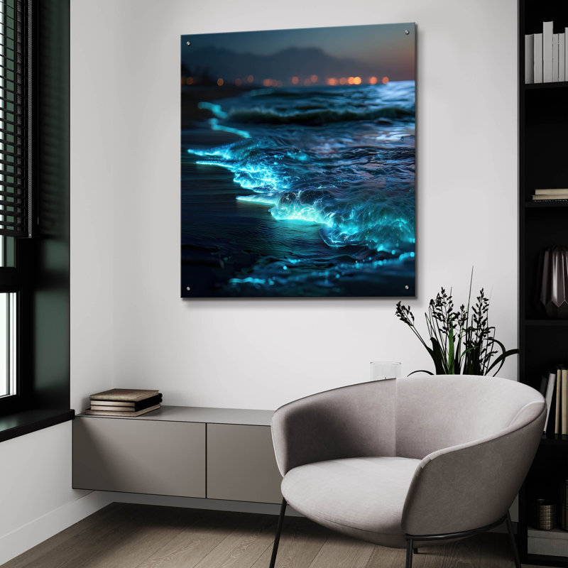  «Tides Of The Al Minded Mind» par Ann Klee, art mural en verre acrylique, 36 po x 36 po