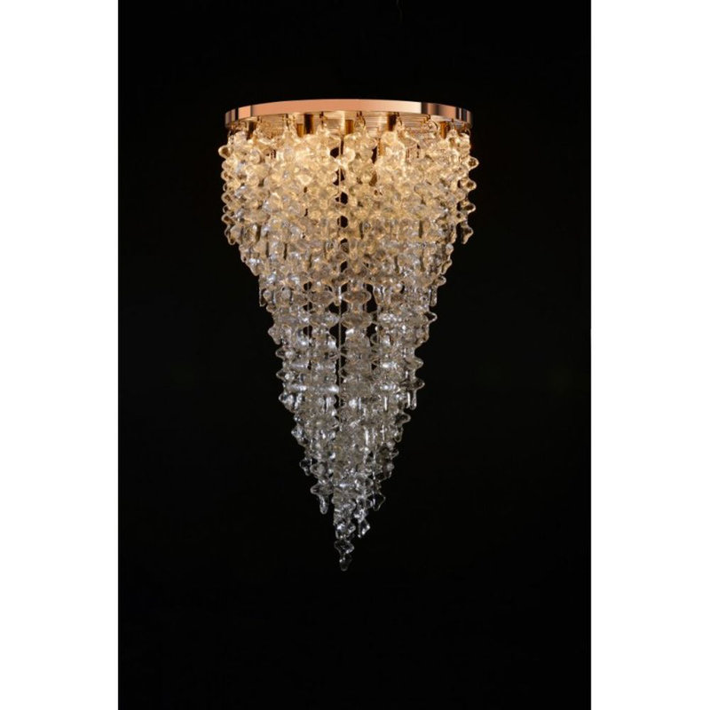 Lustre Brutale Light, H 60 po x l 30 po x P 30 po, Givré, Nickel poli