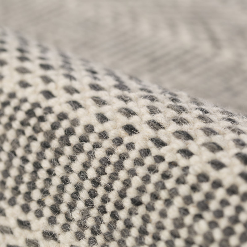Jaipur Striped Wool Hand Woven Area Rug, Rectangle 160 x 230cm, Silver