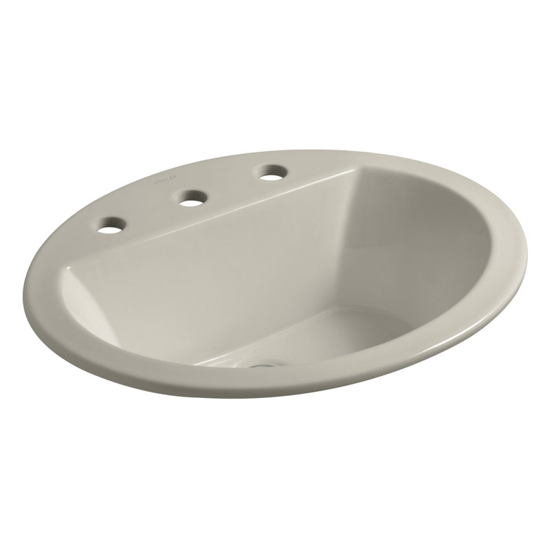 Bryant Vitreous China Oval Drop-In Bathroom Sink with Overflow, Sandbar