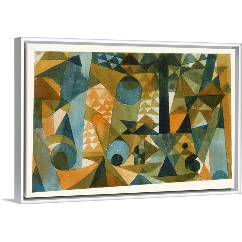 Reproduction d’art sur toile, "composition" par Paul Klee, Cadre blanc, H 14 po x l 20 po x P 1,75 po