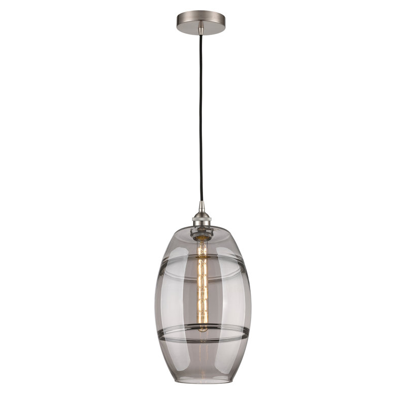 Mini-luminaire suspendu 1 lumière Edison Bettylou-616-G557, H 18,5 po x l 10 po x P 10 po, Gris fumée clair