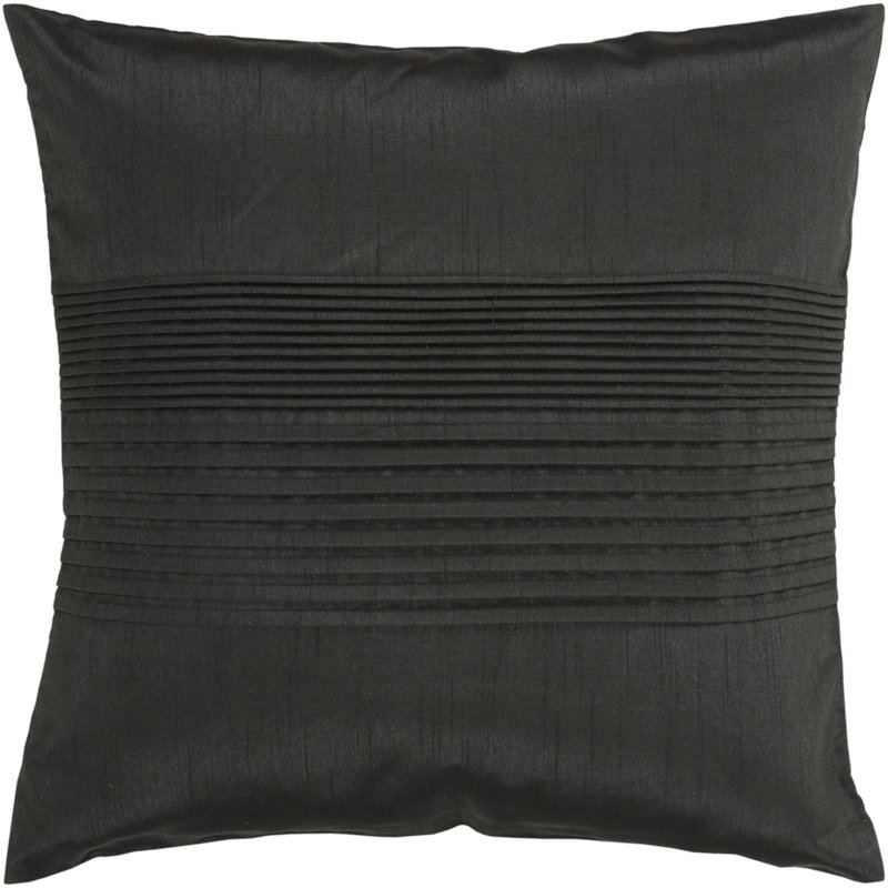 Pleats Pillow Cover, 22" x 22", Black
