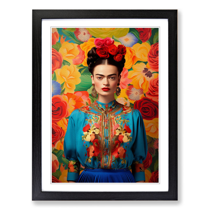 Frida Kahlo Colour Field - Framed Print, Black Framed, 46cm H x 34cm W