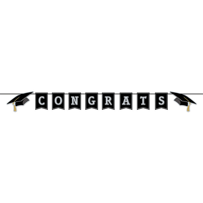 Ensemble de 12 banderoles Congrats Grad - 6½ po x 6 pi