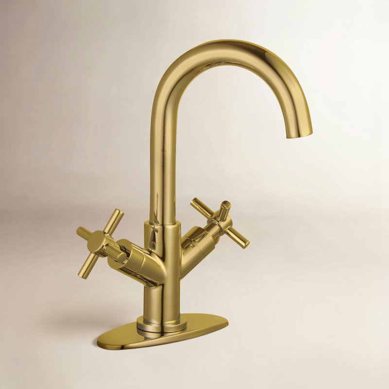 Kingston Brass Concord Two-Handle 1-Hole Deck Mount Bathroom Faucet with Push Pop-Up, Brushed Brass