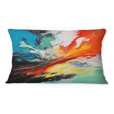 Colorful Mid Century Energetic Eruptions I - Abstract Midcentury Printed Throw Pillow