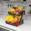 Panier à fruits pour la cuisine, bol à fruits à 2 niveaux, organisateur de comptoir de cuisine, support à légumes en bois pour le comptoir, support à panier à pain