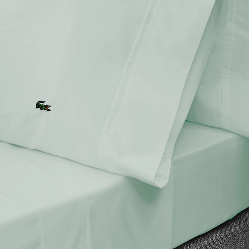 Lacoste Cotton Percale Pillowcases, Set of 2, Cooling & Breathable Bedding, Standard, Iced Mint, Standard Pillowcase
