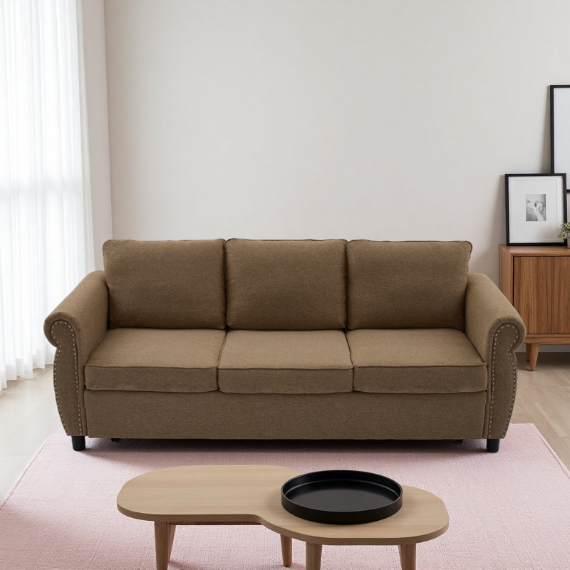Canapé-lit convertible grand 81,5 po 2-en-1, canapé-lit escamotable, canapé-lit 3 places, avec matelas en mousse à mémoire de forme de 3,35 po, main-courante à rivets, salon, appartement