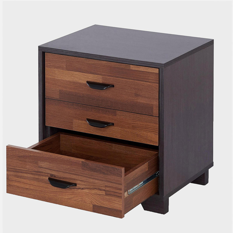 Walnut and Espresso 3-drawer Rectangular Accent Table