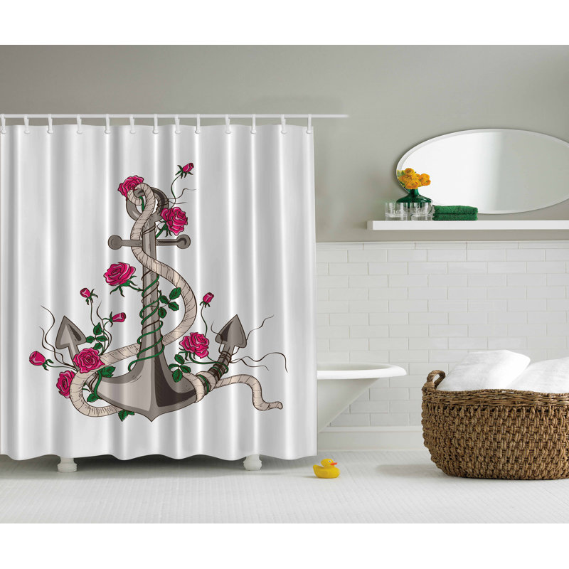 Rideau de douche à imprimé roses Netzer