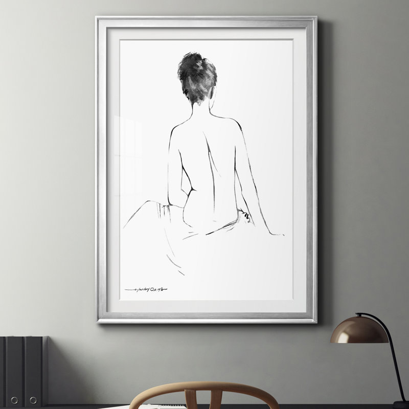 Silhouette S croquis I - Cadre photo, reproduction d'art sur papier, Papier argenté, H 18,5 po x l 24,5 po x P 1,5 po